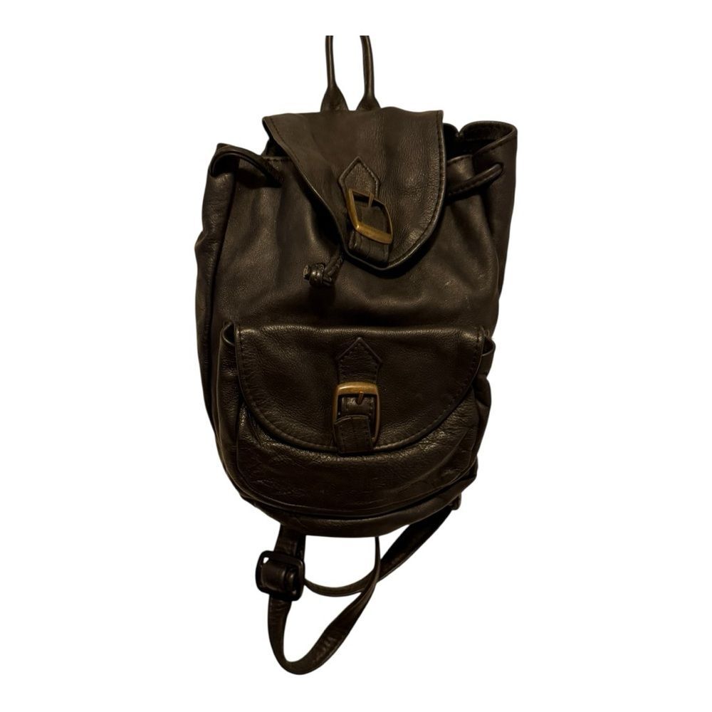 Black Soft‎ Leather Small Backpack - image 1